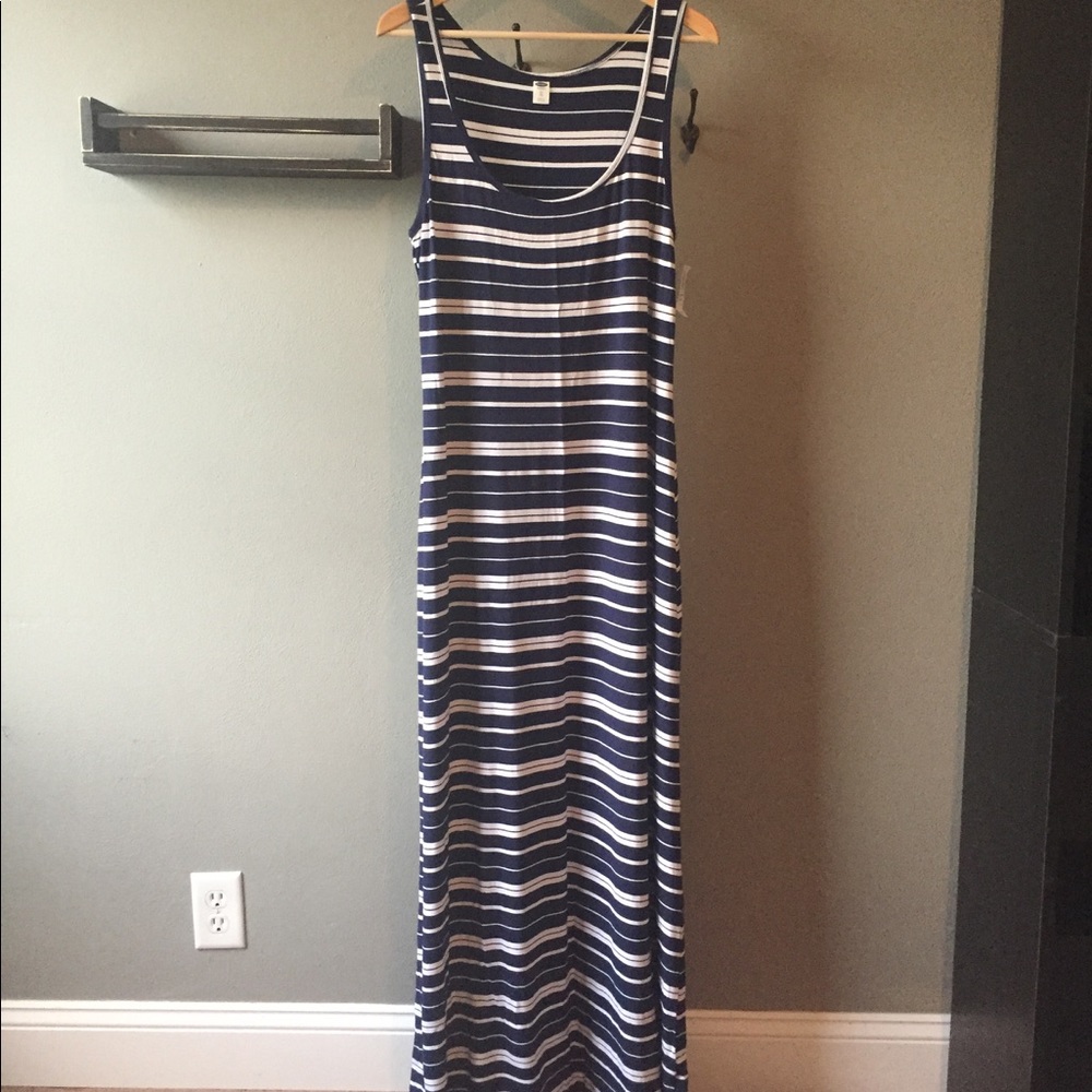 Navy and White Striped Maxi Dress NWT